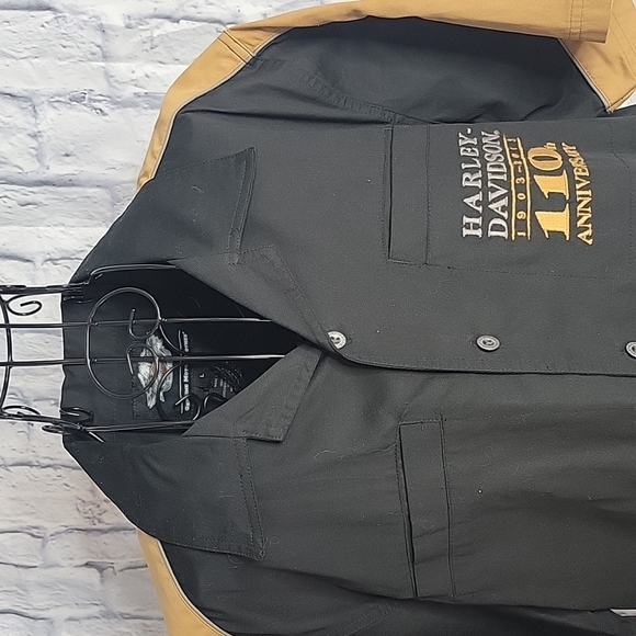 HARLEY DAVIDSON 110‎ Anniversary Black and Tan Shirt Large - Picture 2 of 11
